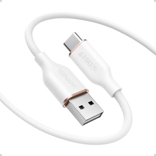Anker Type C Cable, USB A to USB C Flow Cord, Fast Charging for iPhone 17 16 or Max Plus and More (6FT, White)