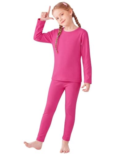 Resinta Girls Cotton Thermal Underwear Set Kids Base Layer Long Johns