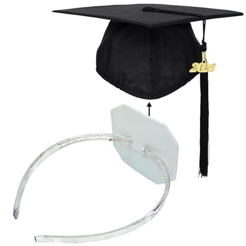 Zeyoy Graduation Cap Headband Insert - Adjustable & Anti-Fall Hair Band for Securing Grad Cap, Firm Hat Accessories for Graduates, Students, Women, Girls (2, Clear White)