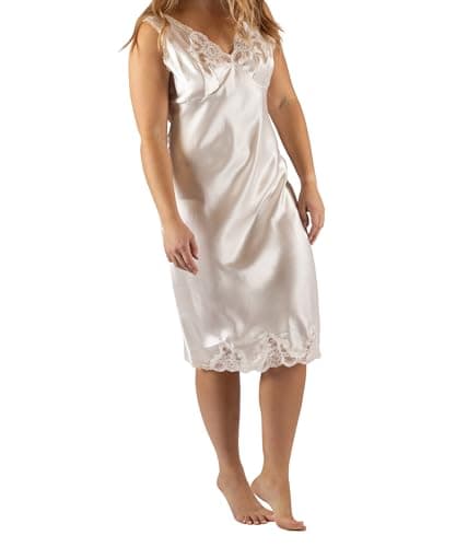 Shadowline Women's Rochelle Satin Full Slip with Adjustable Straps-Ivory-Small