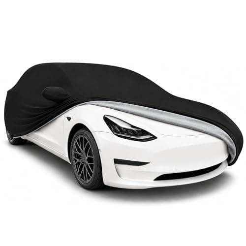 SR1 Performance USA Outdoor Car Cover Custom Fit for Tesla Model 3 2017-2027 – Ultraguard Waterproof All Weather 300D UV Rain Snow Dust Protection Breathable Custom Fit Cover – Black