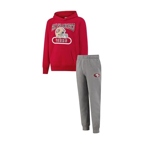 Ultra Game NFL Official Youth Super Soft Jogger & Hoodie Sweatshirt Set, San Francisco 49ers, Team Color, 4
