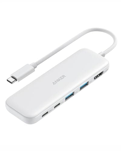 Anker USB C Hub, 5-in-1 USBC to HDMI Splitter with 4K Display, 1 x Powered USB-C 5Gbps & 2×Powered USB-A 3.0 5Gbps Data Ports for MacBook Pro, MacBook Air, Dell and More (White)