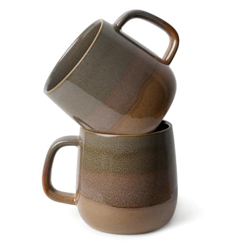 ZEBERBO Ceramic Mug Set Porcelain Coffee Cups Set, Special Glaze Tea Cups Mug with Handle for Tea Latte Coffee Milk, Microwave Dishwasher Safe (Brown Blended Gradient)