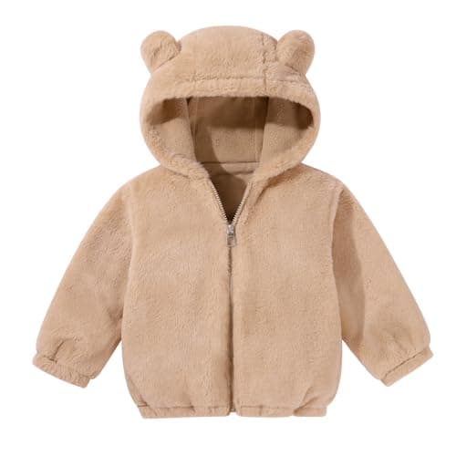 Patgoal Toddler Girls Fleece Jacket Bear Ear ZipUp Leopard Hooded Coat Fall Winter Fuzzy Warm Outerwear with Pocket 2-74T