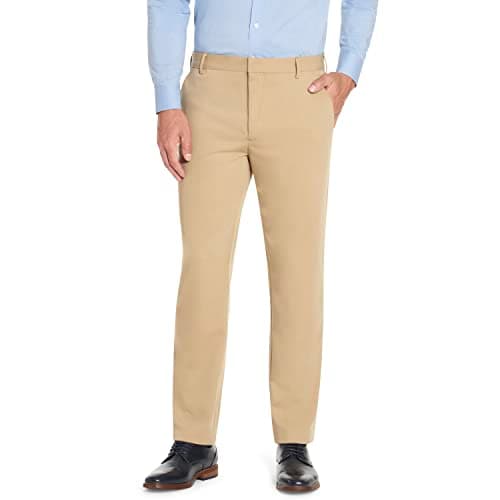 Van Heusen Men's Wrinkle Free Stretch Flat Front Dress Pant, Khaki, 38X30