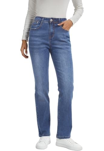 Womens Classic Jeans Straight Leg Stretchy Denim Pants,Classic Blue XXL