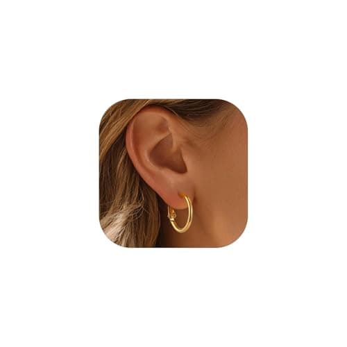 FaithHeart Gold Stainless Steel Small Hoop Earrings for Women 20mm
