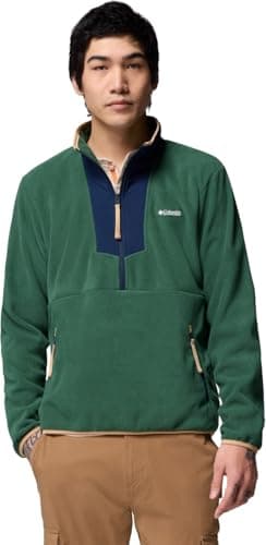 Columbia Mens Sequoia Grove Half Zip Fleece Rain Forest/Collegiate Navy X-Large
