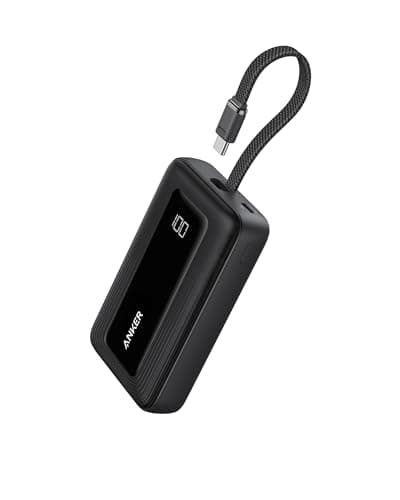 Anker Portable Charger, 10,000mAh 30W Power Bank, USB-C in and Out Fast Charging Battery Pack, Travel Essential Phone Power Bank, for iPhone 17/16, Galaxy and More (Black, 10000.00, Milliamp Hours)
