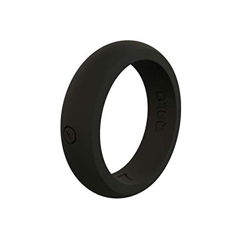 QALO Women's Rubber Silicone Ring, Classic Silicone Wedding Ring for Women, Breathable, Durable Engagement Silicone Band, 5.5mm Wide 2.5mm Thick, Black, Size 4