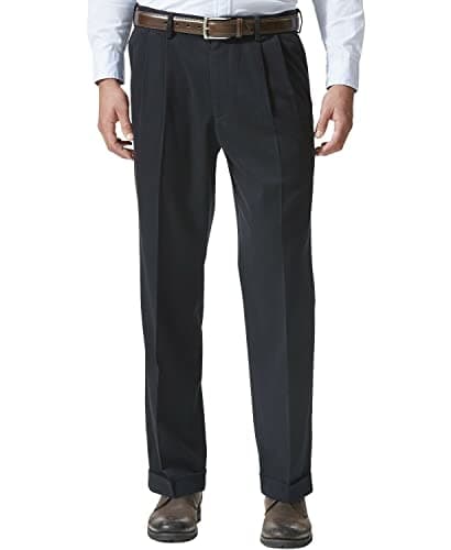 Dockers Men's Relaxed Fit Comfort Khaki Pants-Pleated, Dockers Navy, 40W x 29L