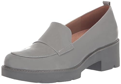 Naturalizer Women's Darry Slip On Lightweight Lug Sole Heeled Loafer, Titanium Grey Patent, 12