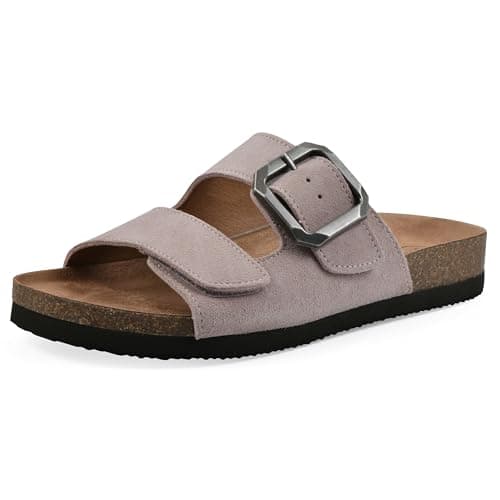 WHITE MOUNTAIN Women's Hayloft Signature Comfort-Molded Footbed Sandal, Lt.Lavender/Suede, 10 M