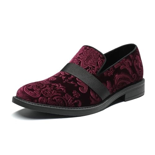 Bruno Marc Men's Dress Tuxedo Shoe Slip-on Classic Patent Leather Loafers,Size 7.5,Red Wine,SBOX227M