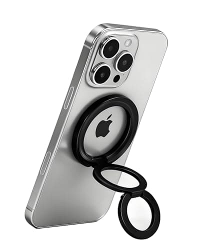 ANEWSIR Magnetic Phone Ring MagSafe Phone Grip, Magnetic Cell Phone Stand Holder Finger Ring [Super Magnet] [360 Rotation] [Double Bracket] Compatible with iPhone 17/16/15/14/13/12 Series - Black