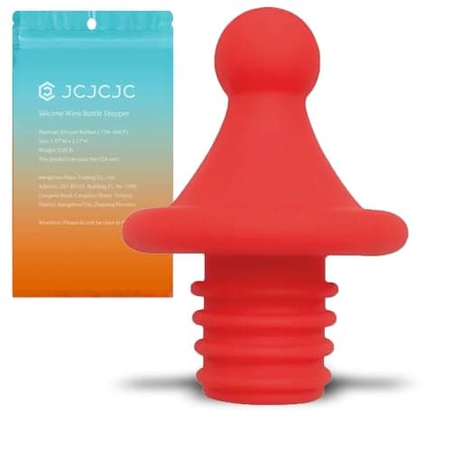 JCJCJC "Mushroom" Bottle Stopper, Reusable Silicone Wine Stopper, Red