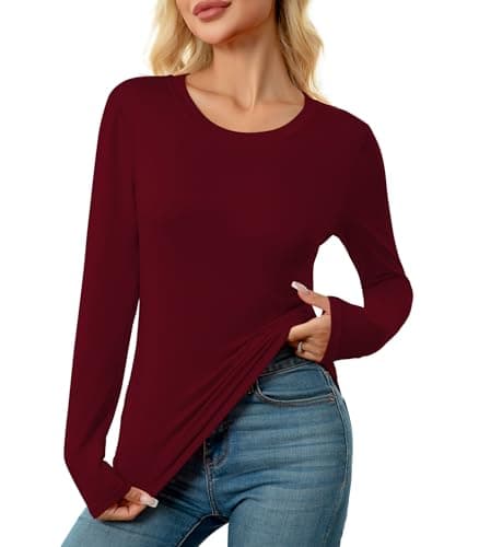 TeGlraddix Women's Thermal Compression Long Sleeve Shirt Cold Weather Fleece Underwear Lightweight Baselayer Fitted Tops Base Layering Tight Clothing Comfort Winter Vine Red XXL
