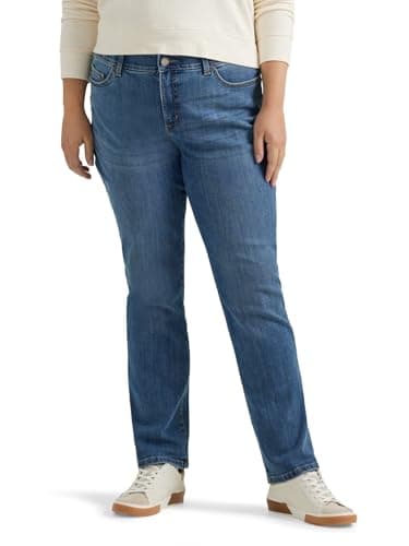 Lee Women's Plus Size Ultra Lux Comfort with Flex Motion Straight Leg Jean Juniper 18W Long