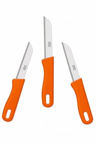 TABAKH by rena germany Multi Purpose Utility Kitchen Knife Set, Stainless Steel Blades, 85mm (Orange - Pack of 3)