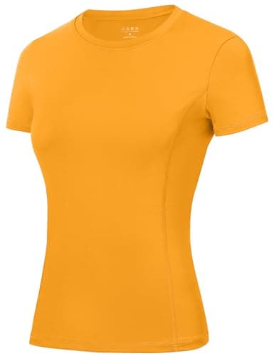 Roadbox Women's Compression Shirt, Slim Fit Short Sleeve Athletic Top