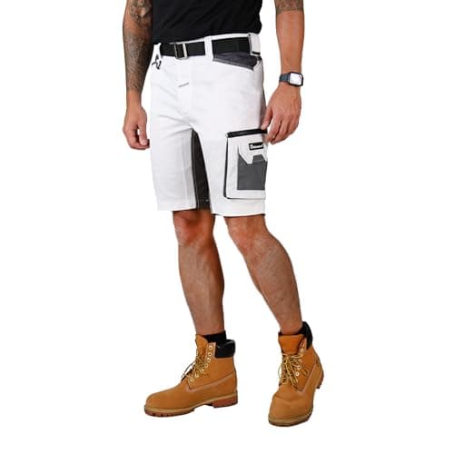 Ellobird Work Shorts for Men Construction Workwear(White Painting40)