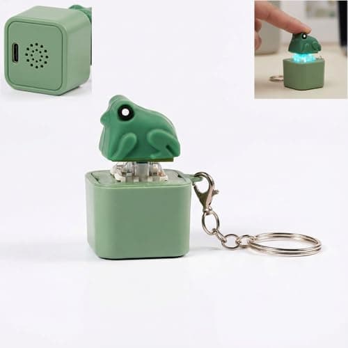 Frog Croaking Fidget Toy - Squeeze Frog Keychain with Sound，Rechargeable Frog Fidget Toy with Colorful Lights，Lovely & Portable Anxiety Relief Toy (1pcs)