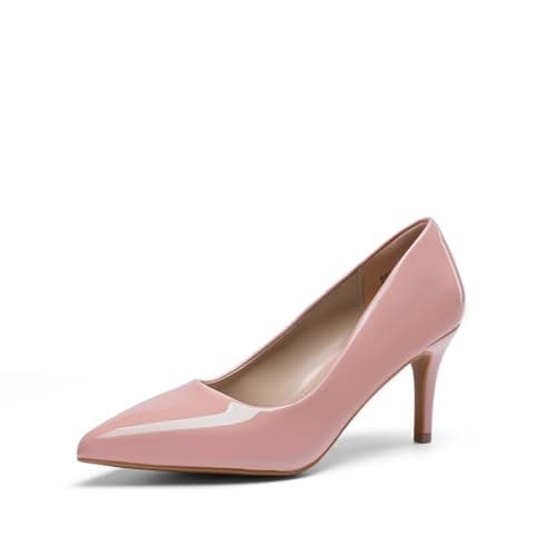 DREAM PAIRS Women's High Stiletto Heels Closed Pointed Toe Dress Pumps Shoes for Wedding Work Office Business, 3 Inches,Size 6,Pink-Pat,KUCCI
