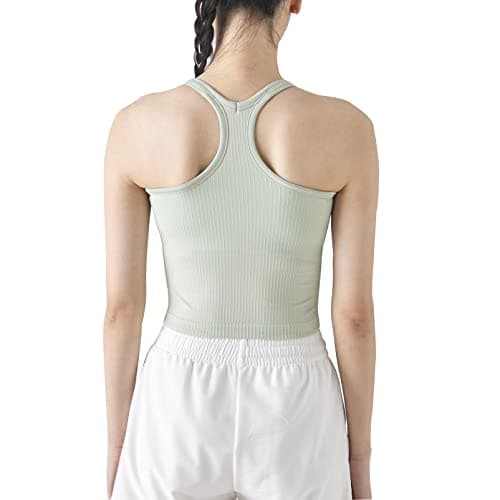 sphinx cat Womens Ribbed Workout Crop Tops with Built in Bra Yoga Racerback Tank Top Slim Fit Green 4