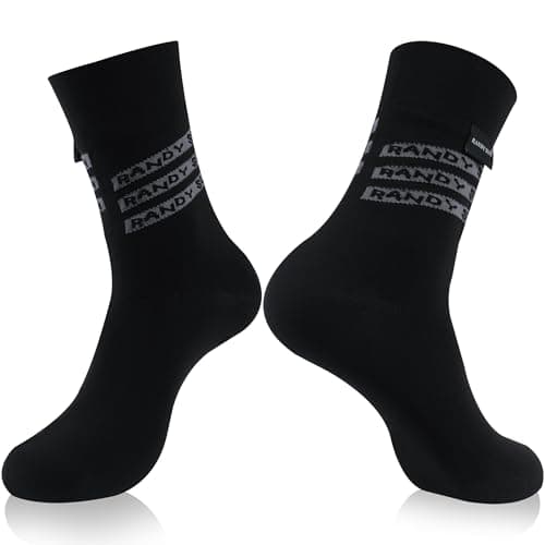 RANDY SUN Performance Waterproof Socks – Cushioned Crew with Juncao Inner Layer, Seamless & Breathable, Sweat-Wicking Mid-Calf Design for Hiking, Trekking & Wet Environments, 1 Pair-Black,L