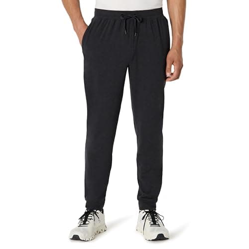 Amazon Essentials Men's Athletic Soft Performance Lightweight Gym Workout Tapered Track Jogger Sweatpants, Space Dye Black, XX-Large