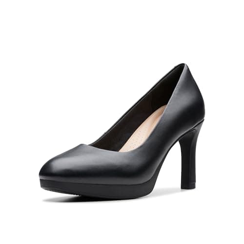 Clarks Collection Women's Ambyr 2 Braley Pump, Black Leather, 8 Medium US