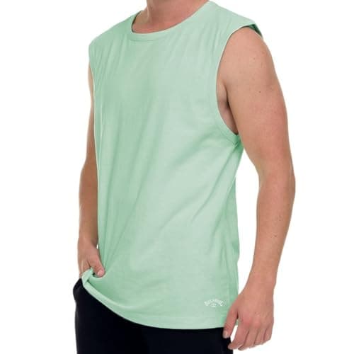 Billabong Big and Tall Muscle T Shirts for Men - Cotton Mens Sleeveless Tees Mint