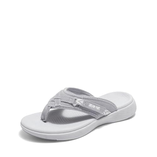 DREAM PAIRS Women's Arch Support Flip Flops Comfortable Thong Sandals,Size 5,Grey,Breeze-1