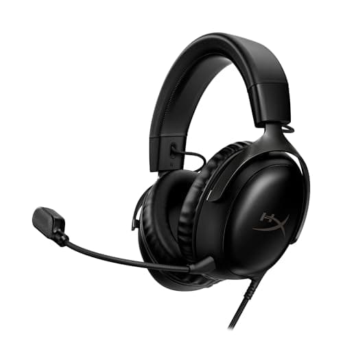 HyperX Cloud III – Wired Gaming Headset, PC, PS5, Xbox Series X|S, Angled 53mm Drivers, Spatial Audio, Memory Foam, Durable Frame, Ultra-Clear 10mm Mic, USB-C, USB-A, 3.5mm – Black