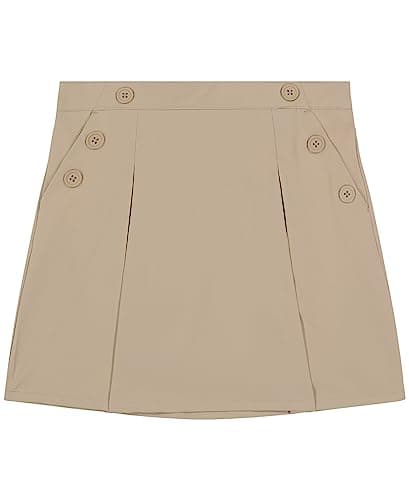 Nautica Little Girls' School Uniform Stretch Poplin Scooter, Khaki, 6