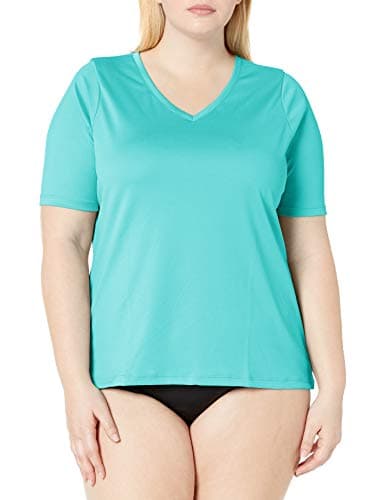 Kanu Surf Women's Plus-Size Solid UPF 50+ Swim Shirt Rashguard, Lagoon, 2X