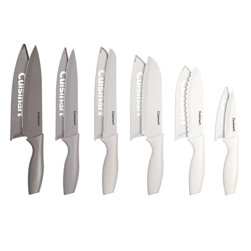 Cuisinart Advantage 12-Piece Kitchen Knife Set, Professional-Quality Nonstick Coated Stainless Steel Knives with Covers, Nonstick Color Coating for Easy Slicing, Ergonomic Handles, G1022-12N