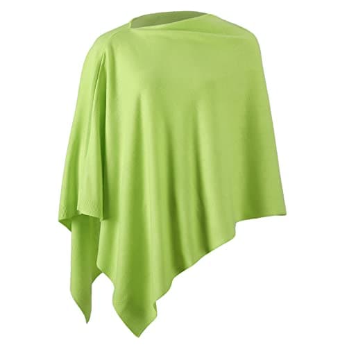 Women Ponchos Sweater Versatile Lightweight Solid Knitted Shawl Wrap Scarf Cape Accessories for Womens Shiny Lime