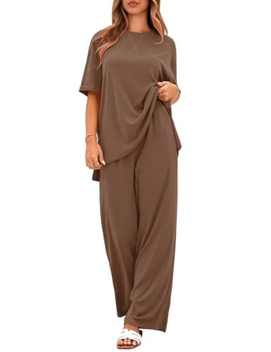 Totatuit Two Piece Sets for Women Summer Fashion Lounge Matching Set 2026 Spring Travel Vacation Airport Outfits Clothing Coffee Large