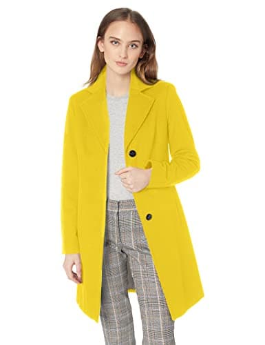 Calvin Klein Women's Classic Cashmere Wool Blend Coat, Buttercup, 6