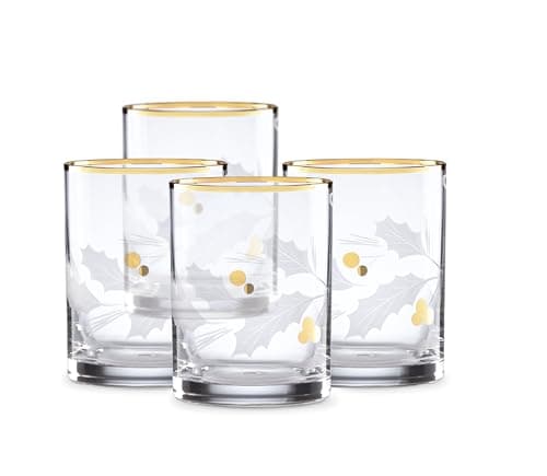 Lenox 886861 Holiday Gold 4-Piece Double Old Fashioned Set, Christmas Theme