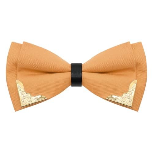 GHTIYLP Bow Ties for Men Women Metal Gold Bowtie, Pre Tied Mens Bow Tie Tuxedo Bowties Men for Prom Wedding Party (Yellow)