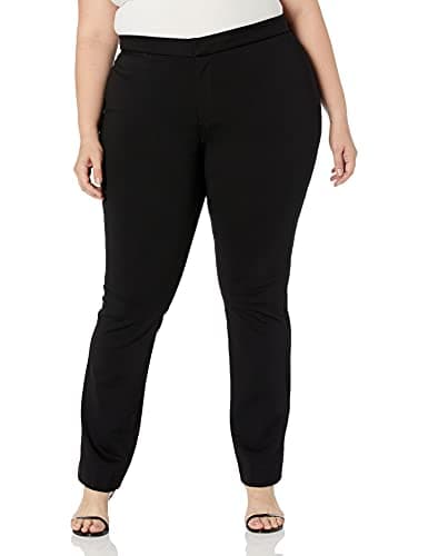 NYDJ womens Plus Size Slim Trouser in Ponte Knit | Slimming & Flattering Fit Pants, Black, 22 US