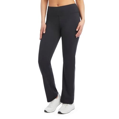 Jockey Women's Slim Flare Interlock Yoga Pants Deep Black