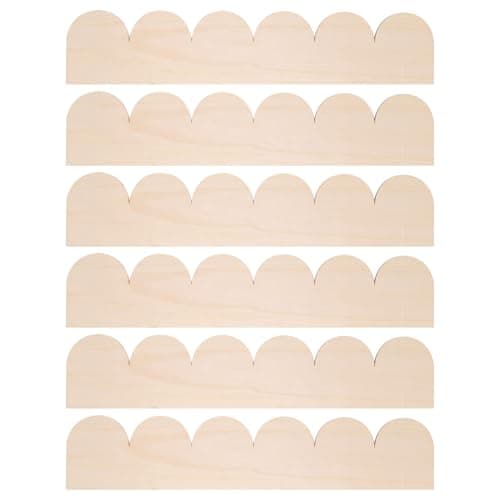 ZHMEINA 6PCS Scalloped Decorative Wood Trim, Unfinished Scalloped Edge Wood Trim Molding for Home Wall Cabinets Window Shelf Door Frames Decoration (15.75 x 3.15 Inch)