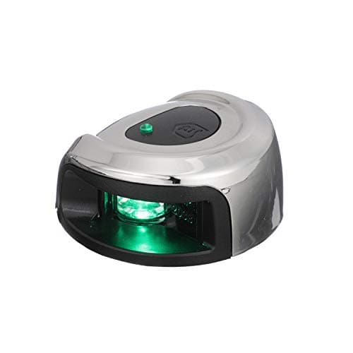 attwood NV2012SSG-7 LightArmor 2-Mile Navigation Deck Mount Sidelight, Green LED Lighting, Round Stainless Housing