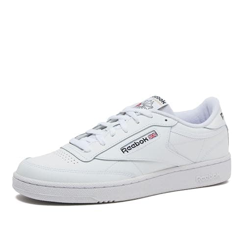 Reebok Club C 85 Mens Tennis Shoes, Casual Fashion White Sneakers for Men, Footwear White/Footwear White/Core Black, 4