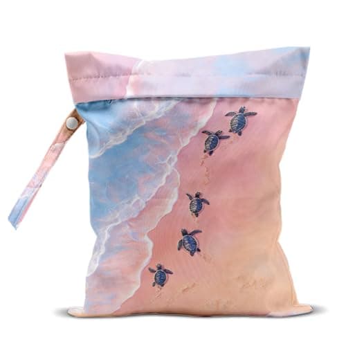 Pykfrhh Wet Dry Bags Wet Bags Swimsuit Bag Pink Beach Essentials Sea Turtle Washable Reusable Waterproof Bag for Swimsuit Pool Beach Diapers Dirty Yoga Gym Clothes