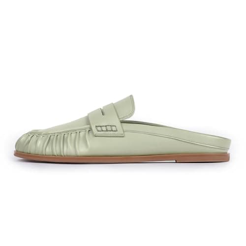 QIY Mules for Women 2026 Comfortable Womens Loafers, Green, 7.5
